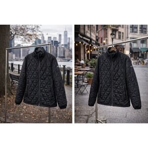 ZeroXposur Womens Quilted Puffer Jacket Black Zip Front Stand Collar XXL